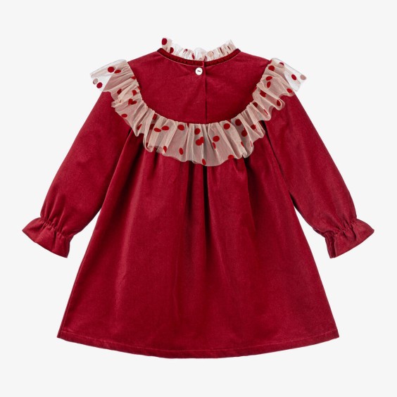 Burgundy velvet dress with tulle