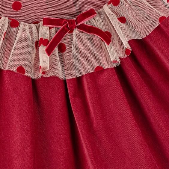 Burgundy velvet dress with tulle
