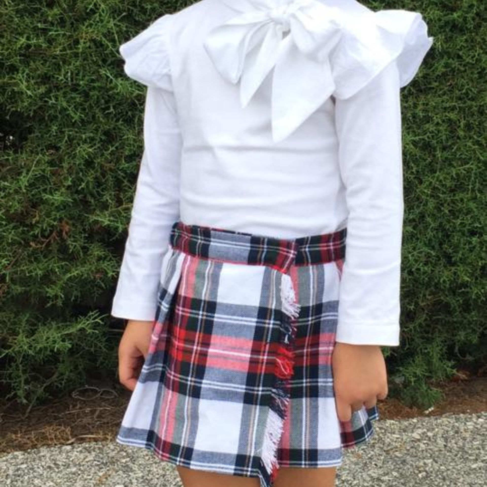 Red tartan pleated skirt