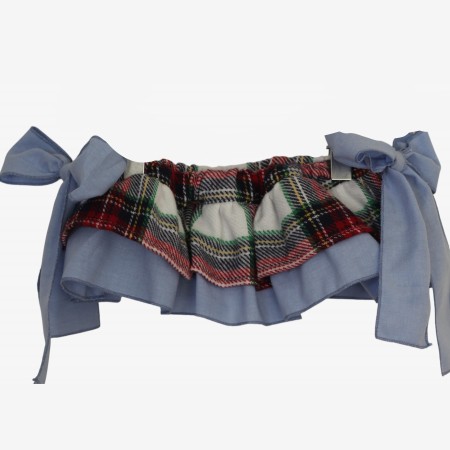 Tapa fraldas xadrez vermelho e oxford azul