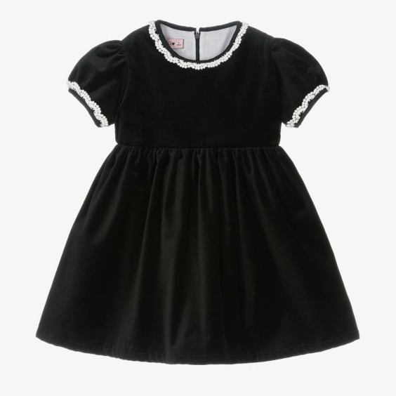 Black velvet dress with cotton lace