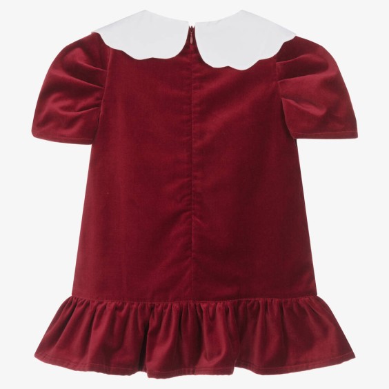 Robe velours bordeaux avec col claudine