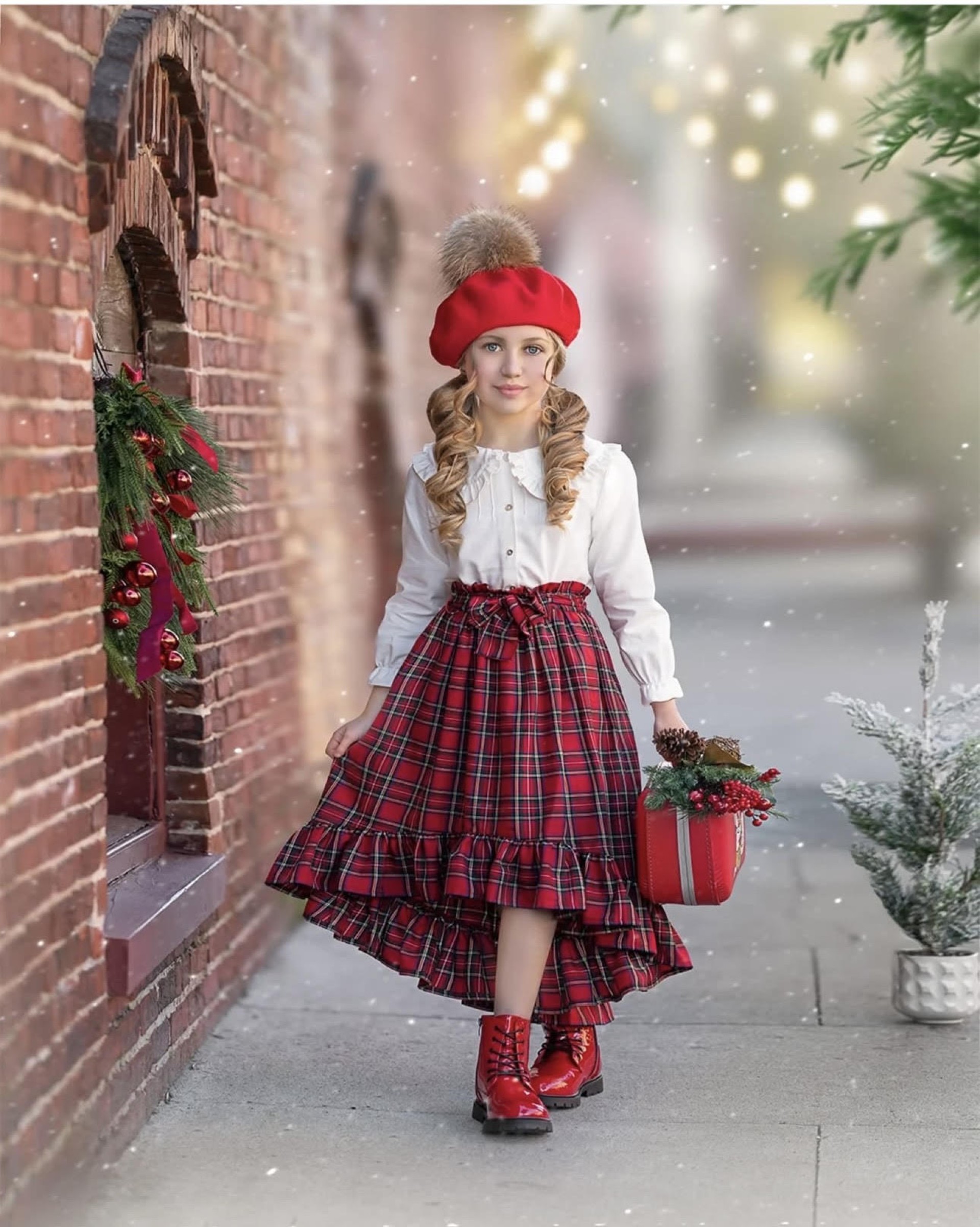 Red tartan skirt