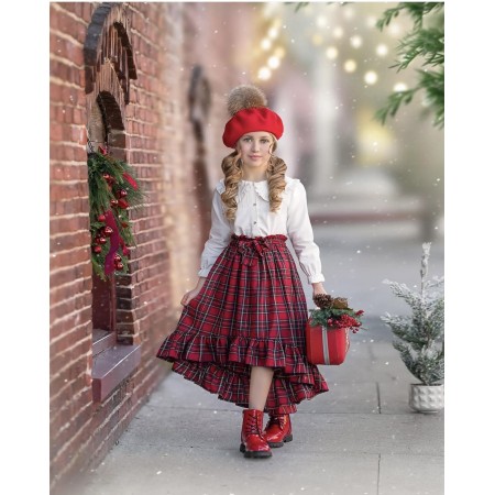 Jupe longue en tartan rouge Jupe longue en tartan rouge