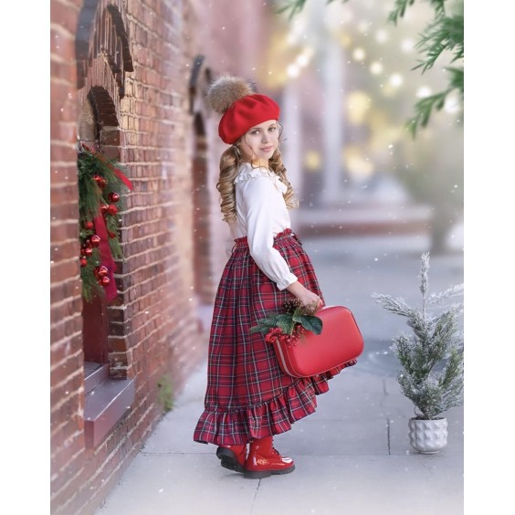 Saia comprida xadrez vermelho