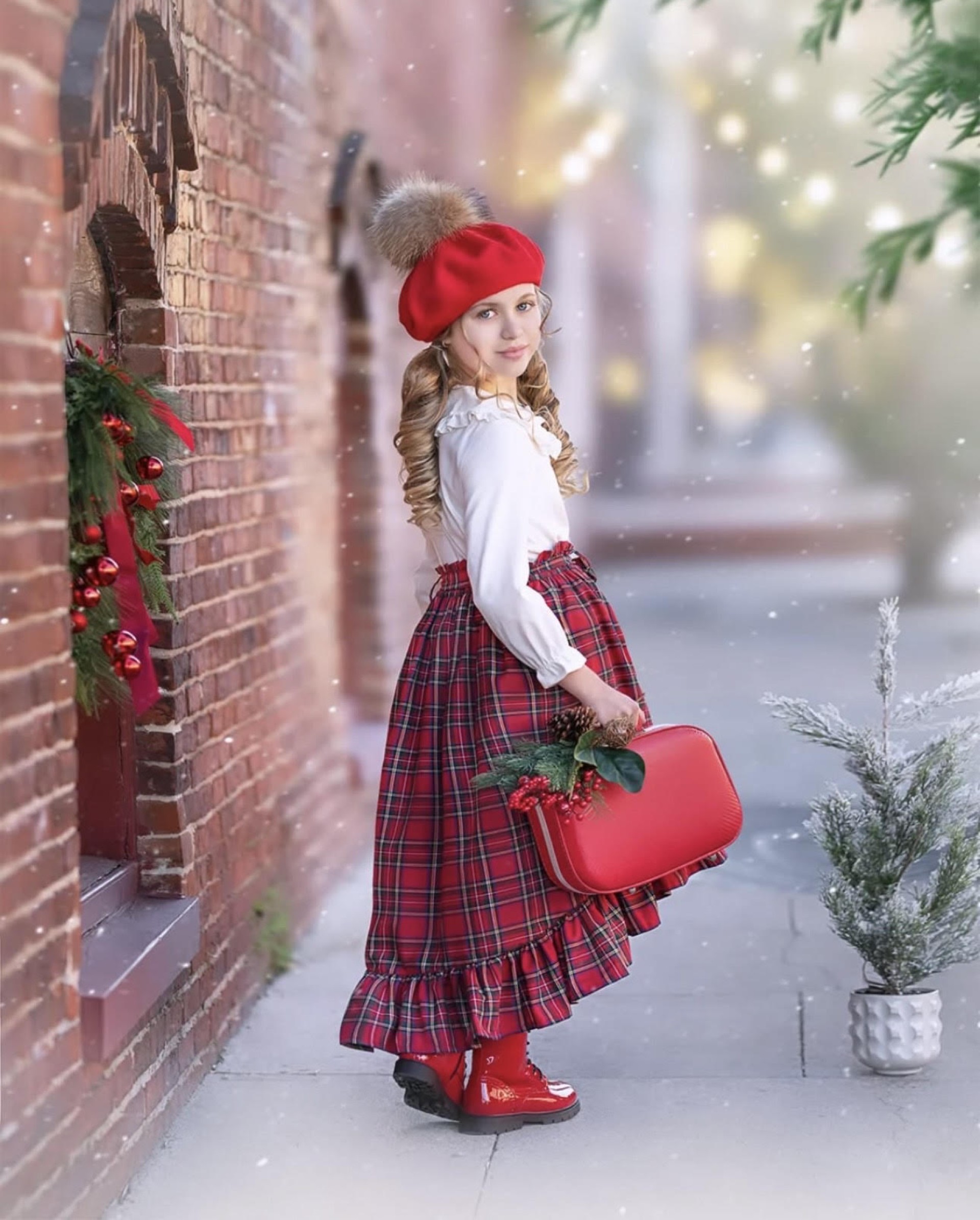 Red tartan skirt