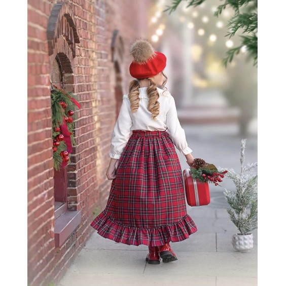 Saia comprida xadrez vermelho