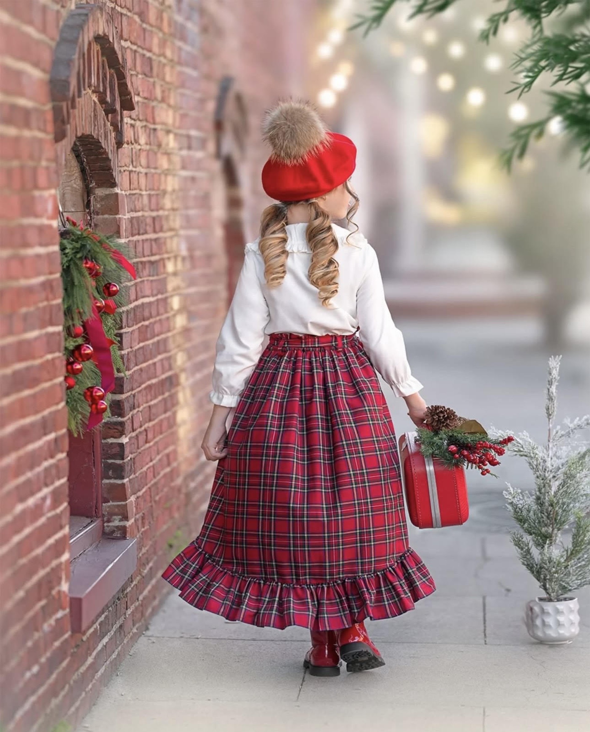 Red tartan skirt