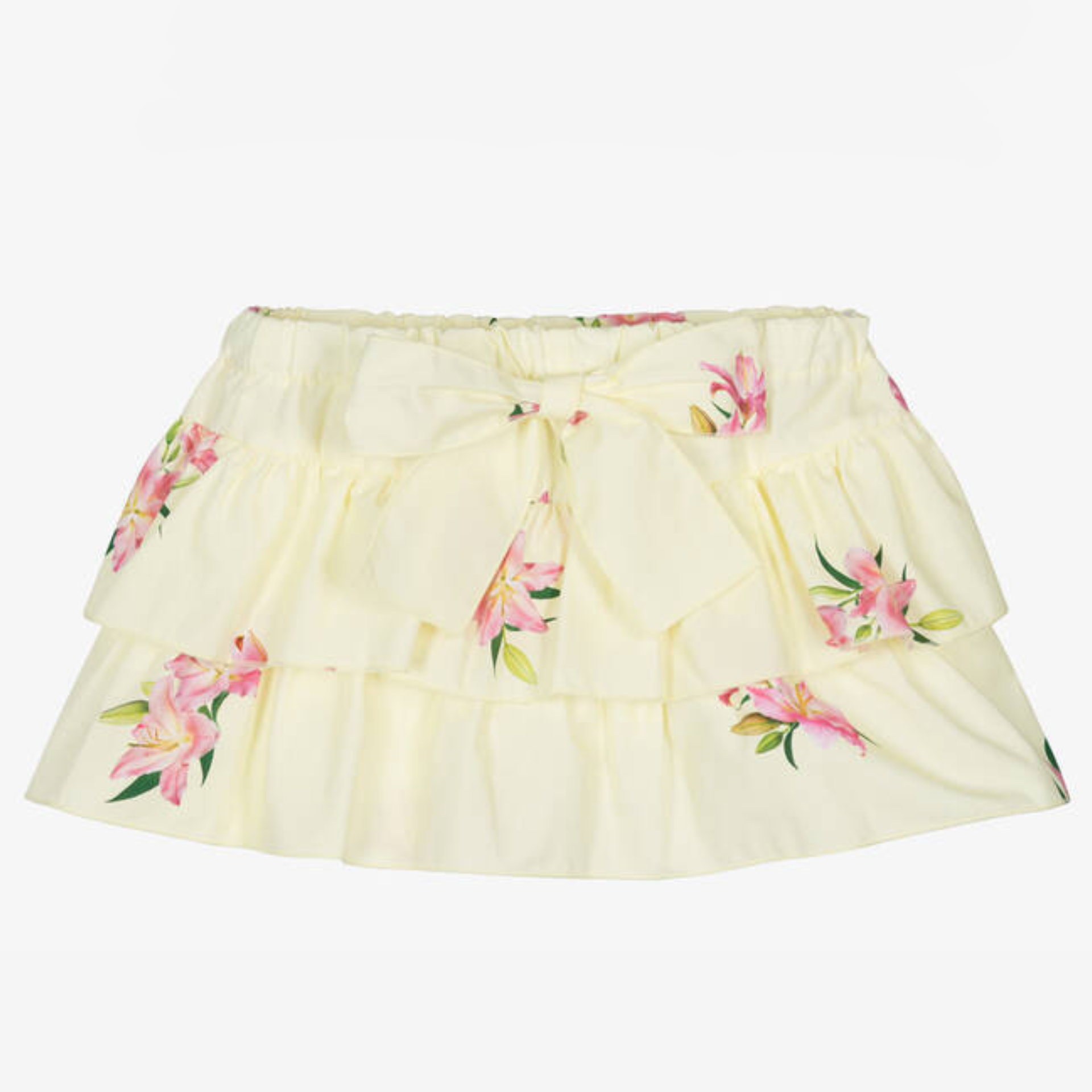 Saia calção amarela com lírios