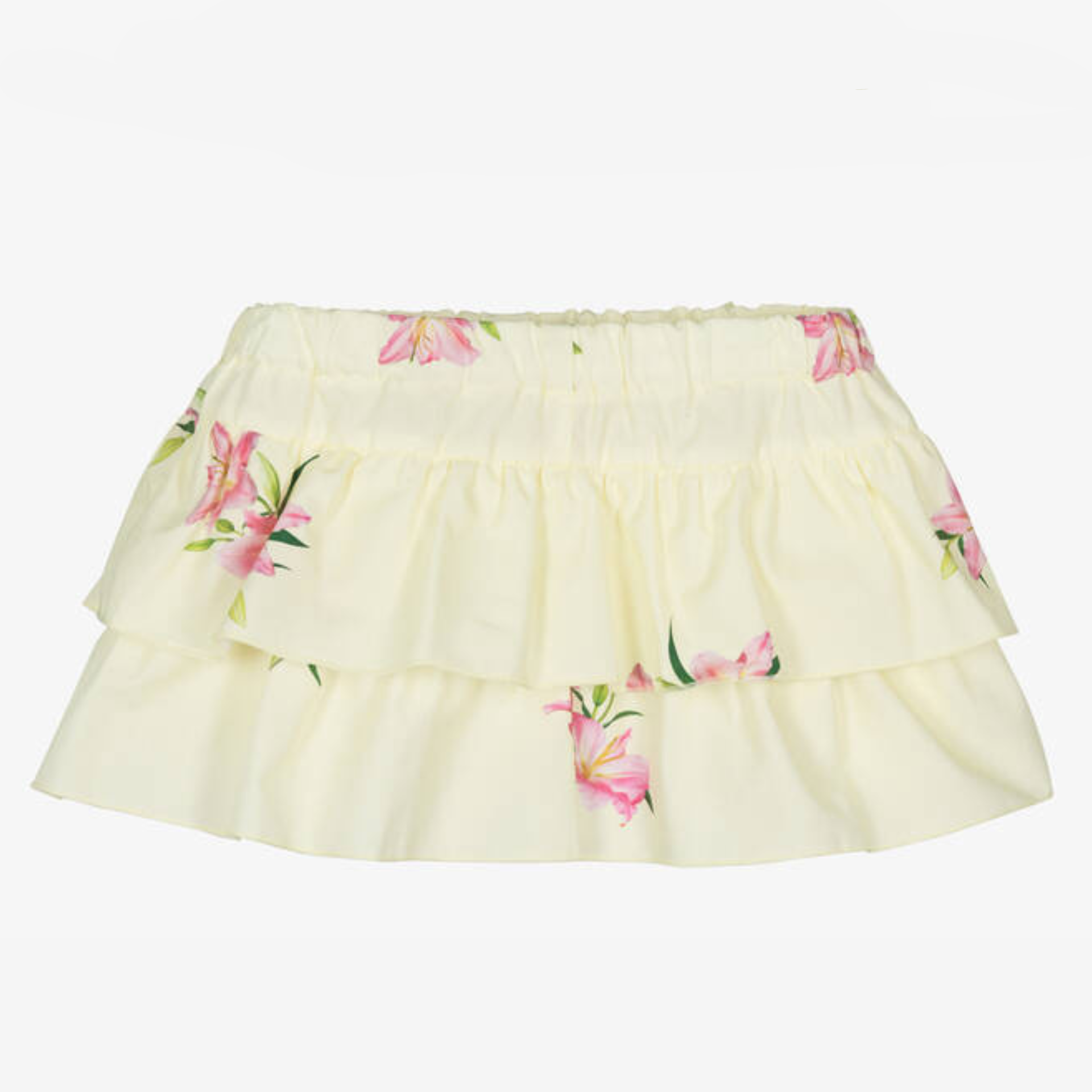Saia calção amarela com lírios