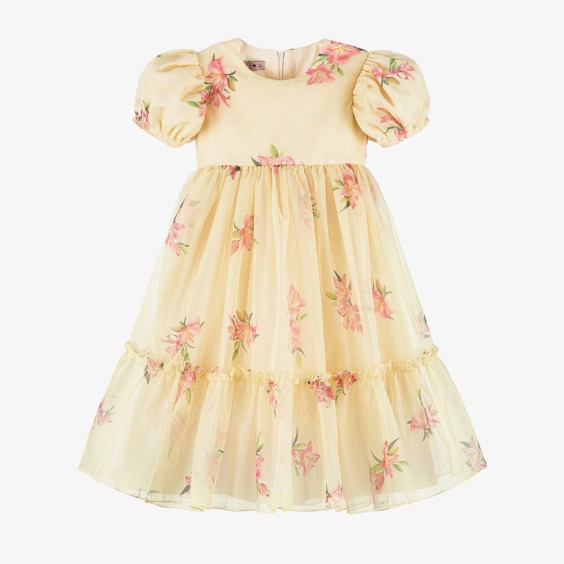Vestido De organza em Lrios Amarelos