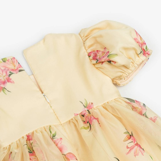 Robe en organza à fleurs de lys jaunes