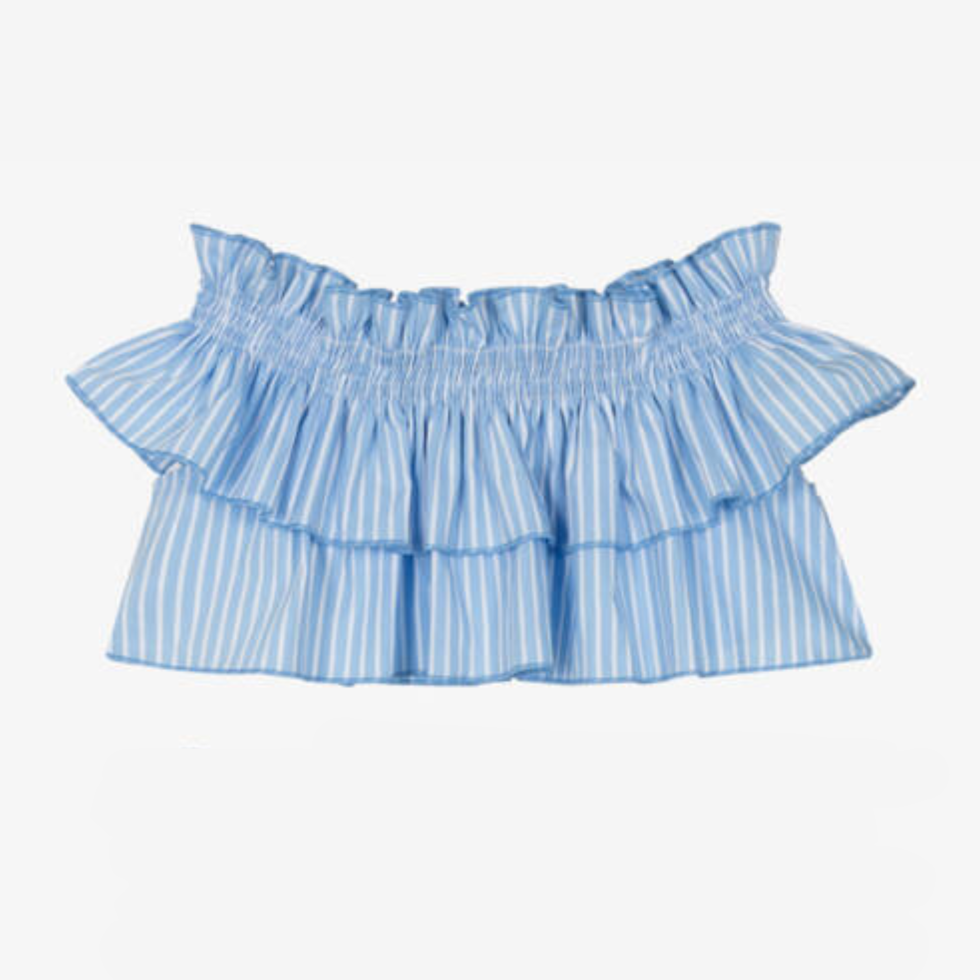 Top riscas azuis com folho