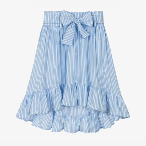 Asymmetrical blue striped skirt