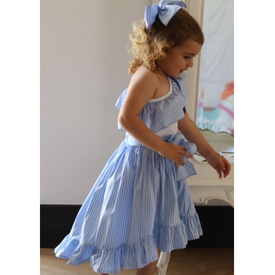 Saia assimtrica riscas azuis