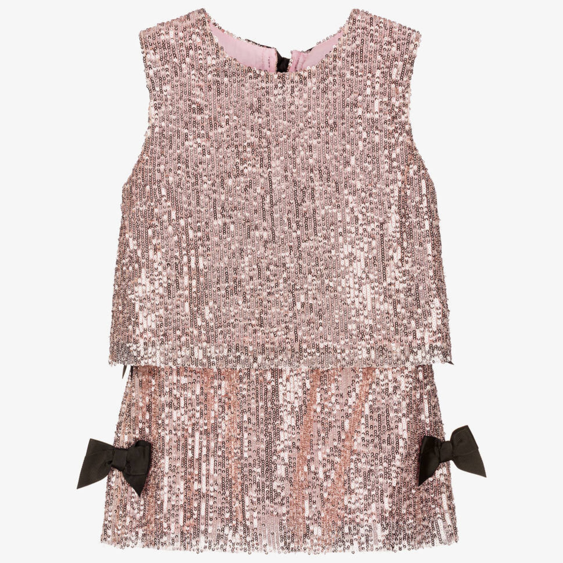 Saia lantejoulas rosa laços