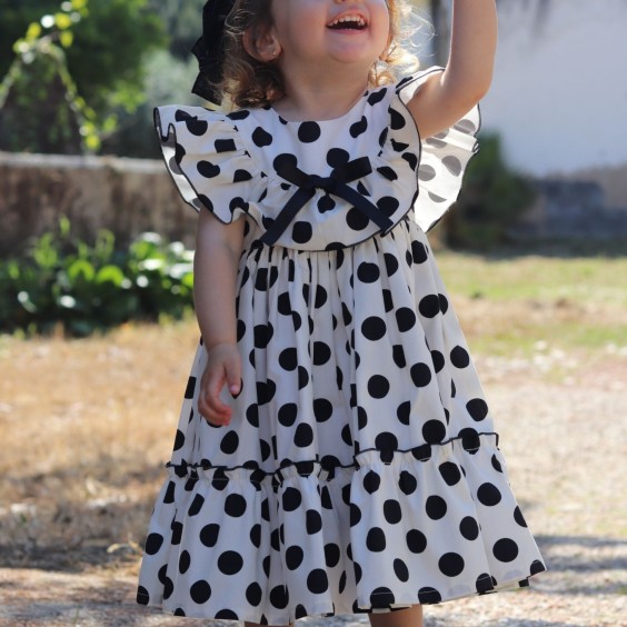 Black polka dot dress