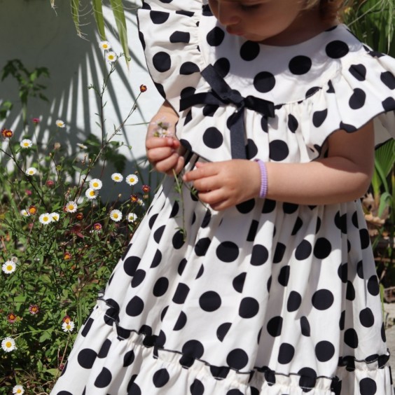 Black polka dot dress