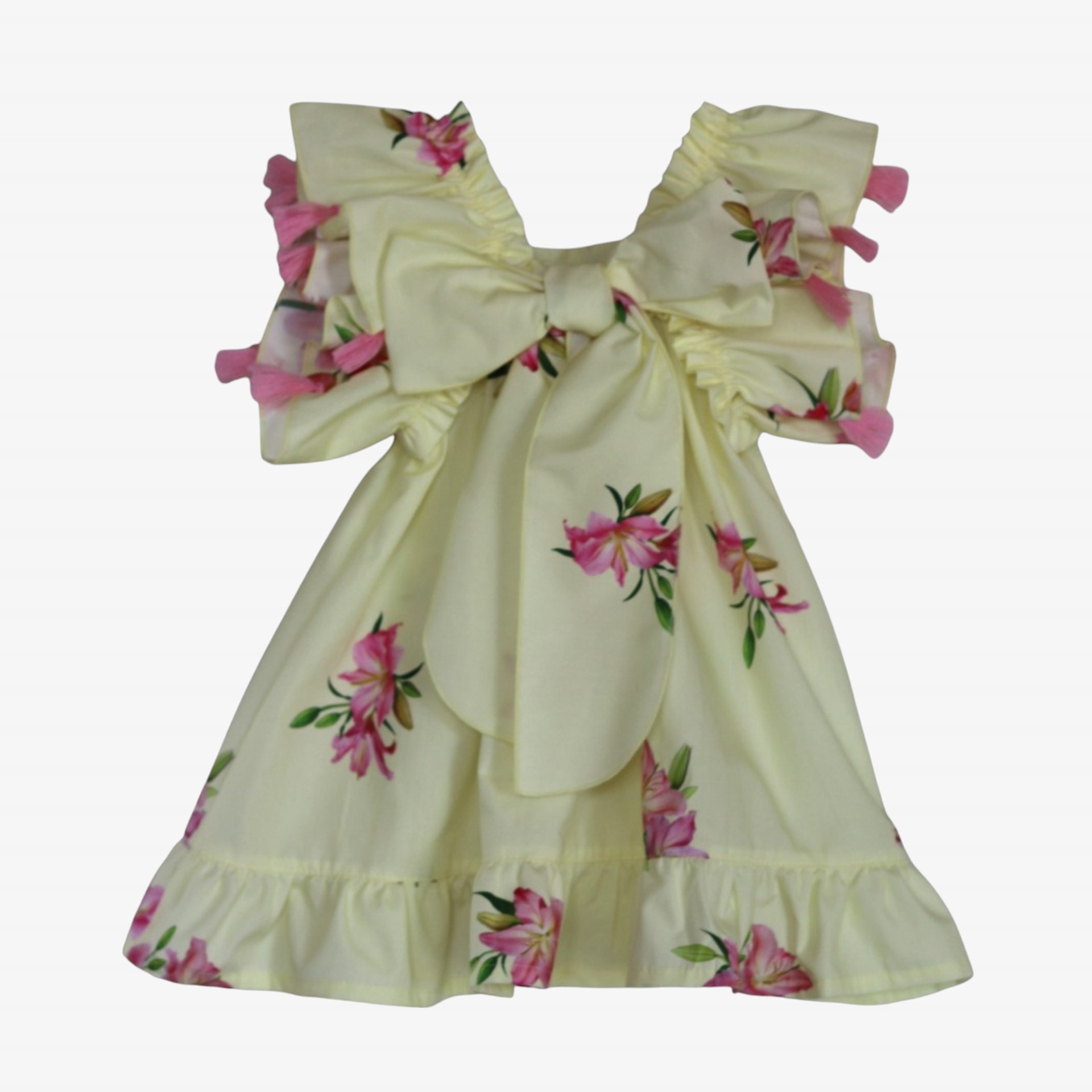 Lilies dress with pink pompom