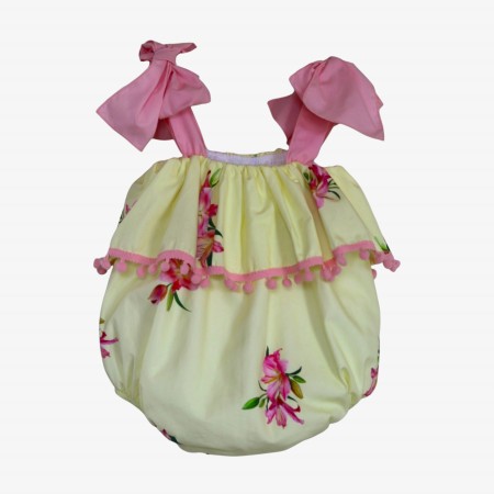 Barboteuse lys avec pompon rose