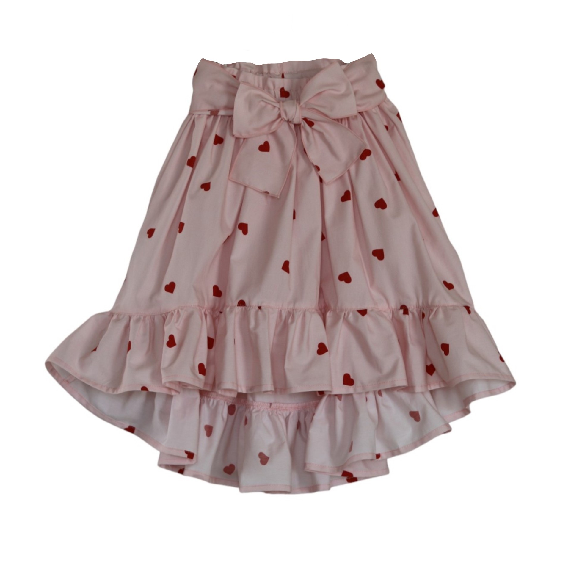 Saia assimétrica rosa corações