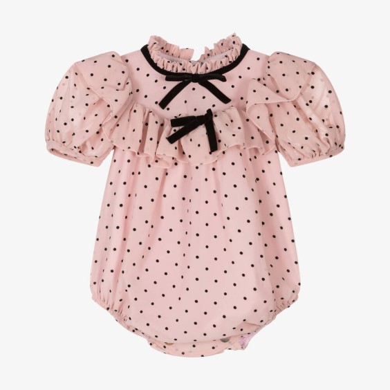 Fofo mousseline rosa com pintas