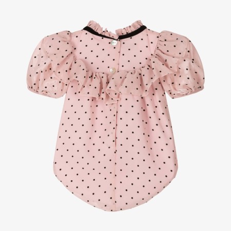 Pink crêpe chiffon romper with dots Pink crêpe chiffon romper with dots