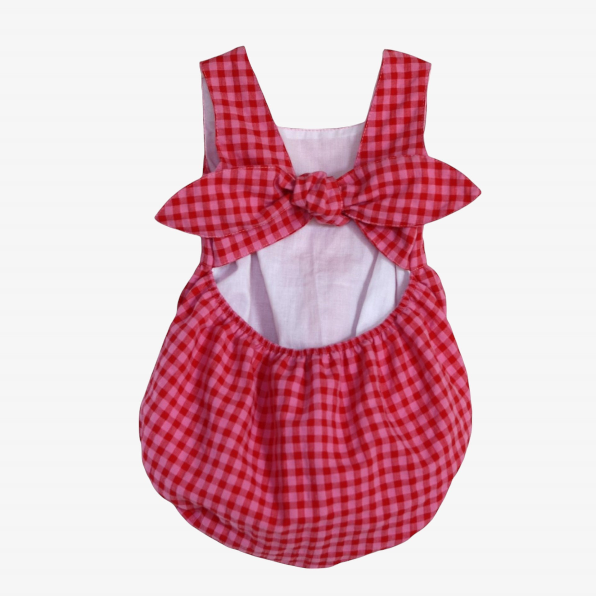 Barboteuse vichy rose et rouge