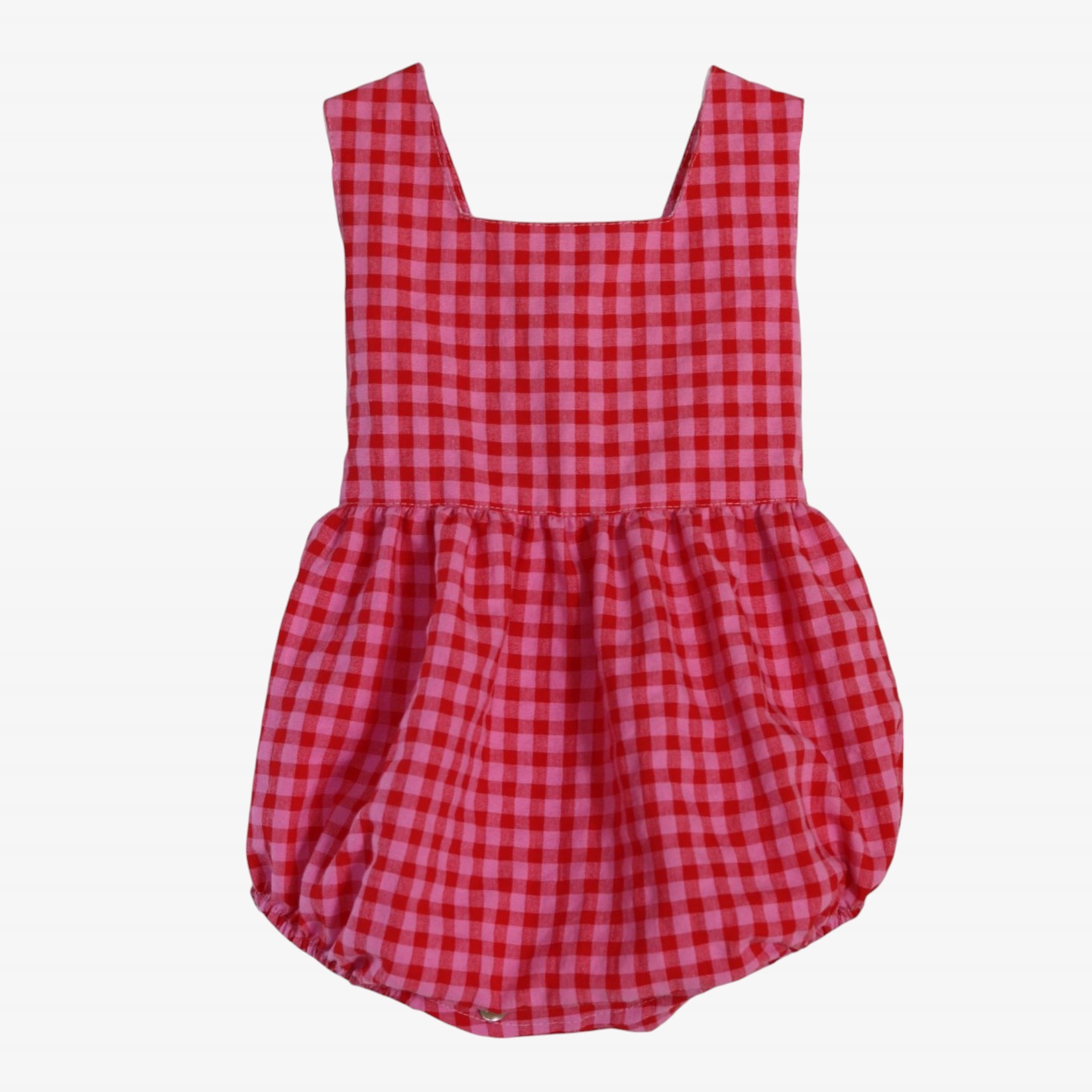 Barboteuse vichy rose et rouge