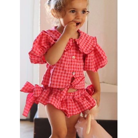 Tapa Fraldas vichy rosa e vermelho Tapa Fraldas vichy rosa e vermelho