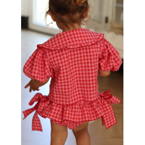 Tapa Fraldas vichy rosa e vermelho