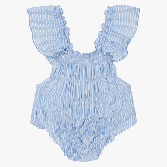 Blue striped honeycomb swimsuit