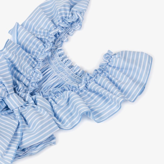Blue striped honeycomb swimsuit