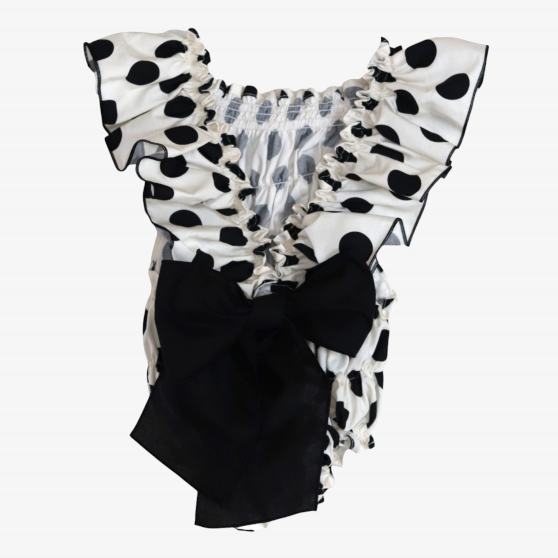 Maillot de bain nid d'abeille à pois noirs