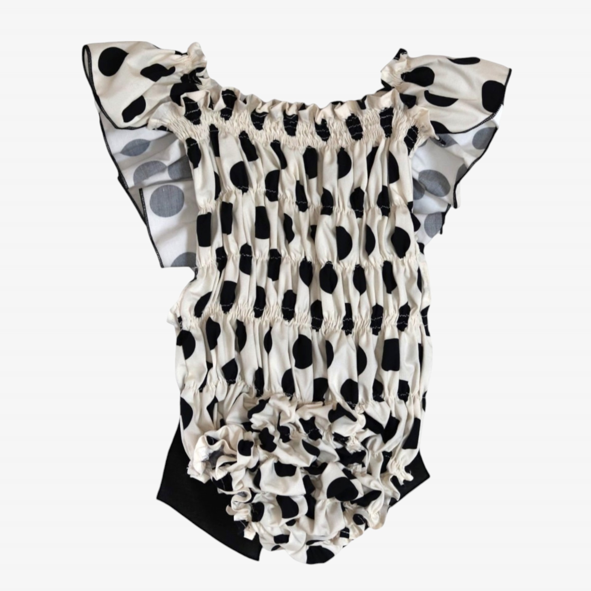 Maillot de bain nid d'abeille à pois noirs