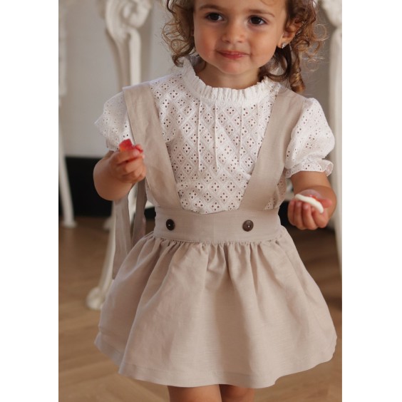 Cream linen strappy skirt