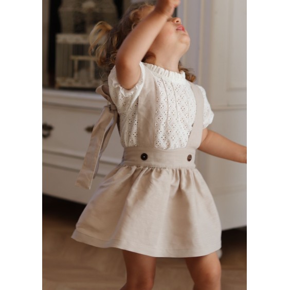 Cream linen strappy skirt