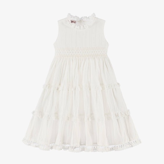 Robe en coton brod�e avec tulle