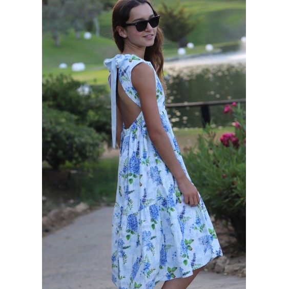 Wisteria dress with bow at the back