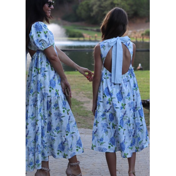 Wisteria dress with bow at the back