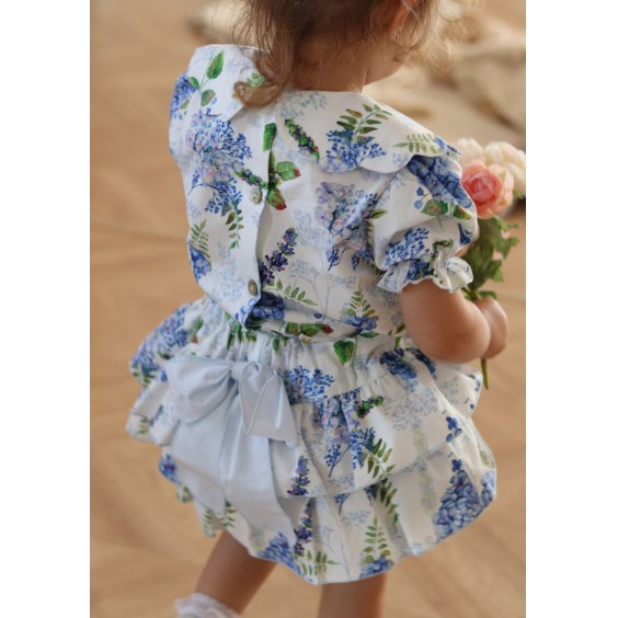 Wisteria shorts skirt with blue bow