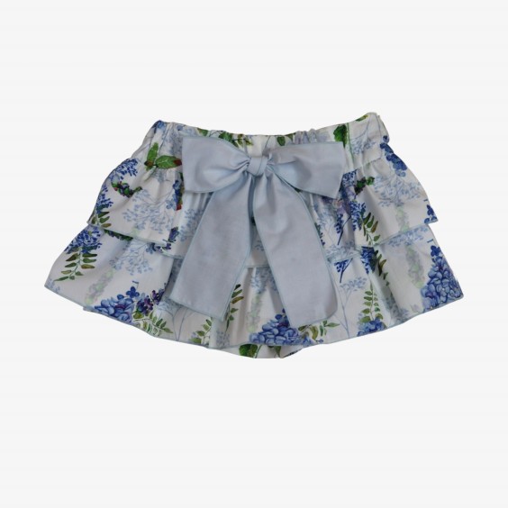 Wisteria shorts skirt with blue bow