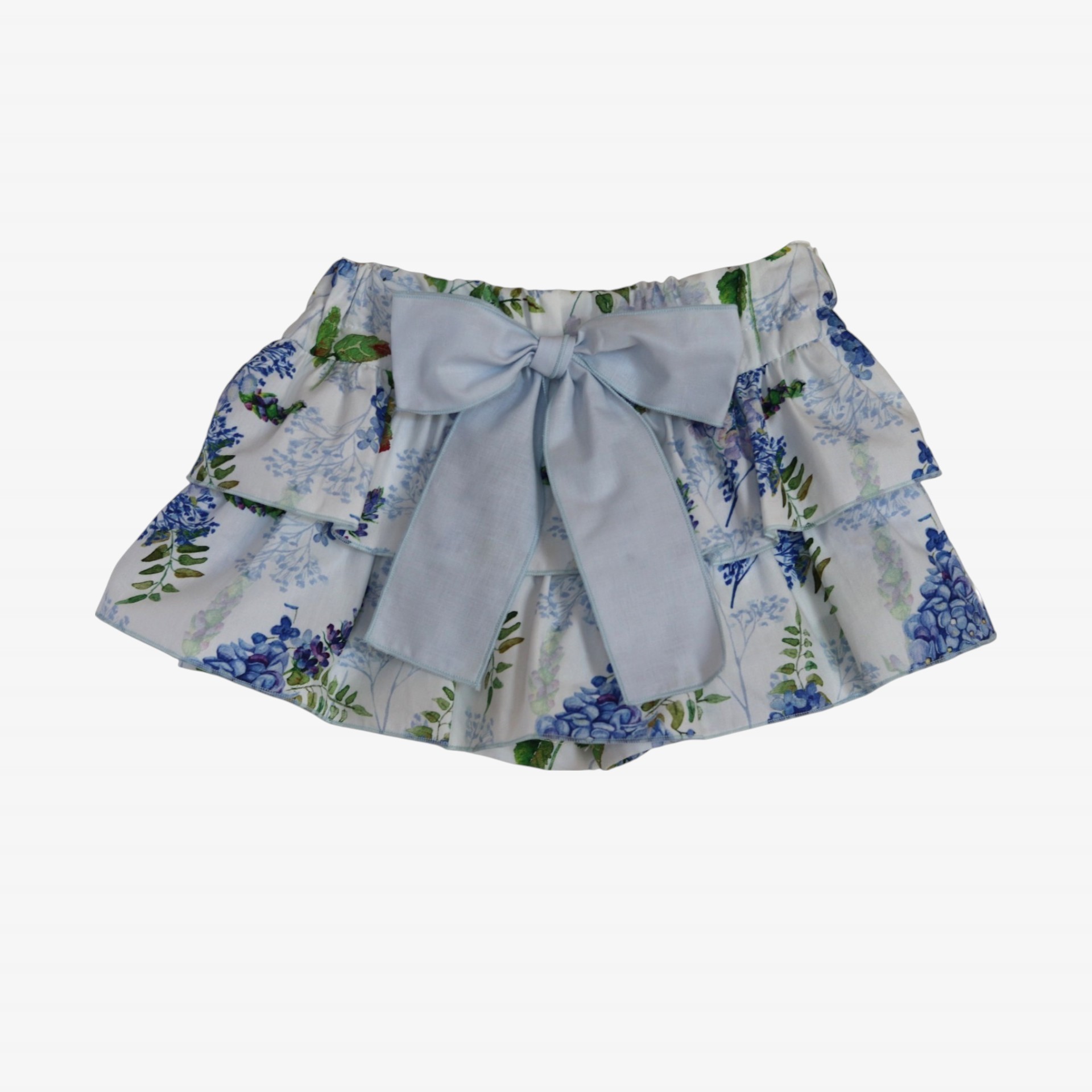 Saia calção glicínias com laço azul