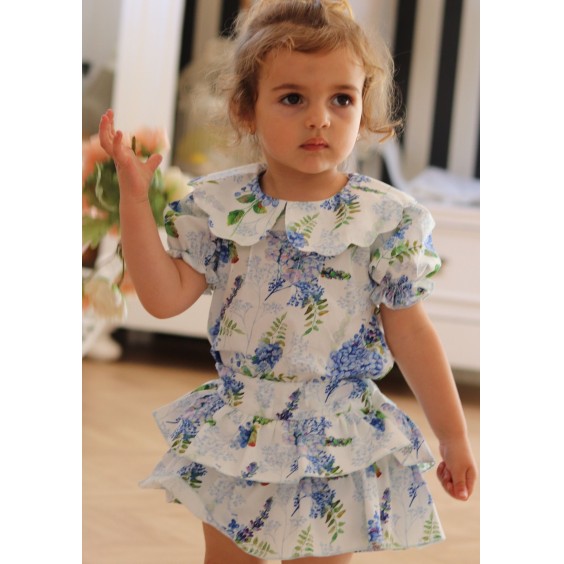 Wisteria shorts skirt with blue bow