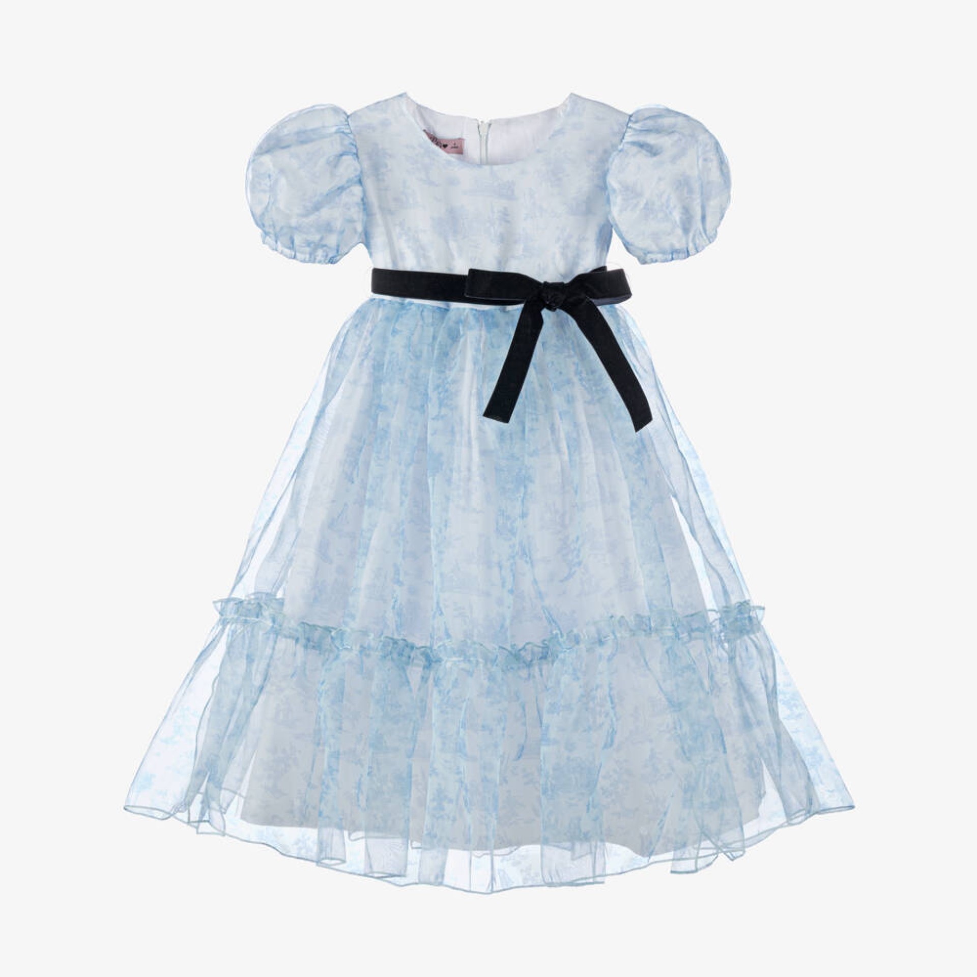 Robe Organza Toile de Jouy Bleue