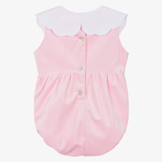 Pink velvet romper with bow