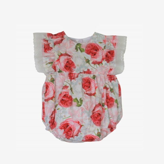 Peonies romper with lace Peonies romper with lace