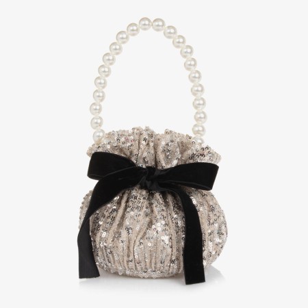 Sequin bag with black velvet bow