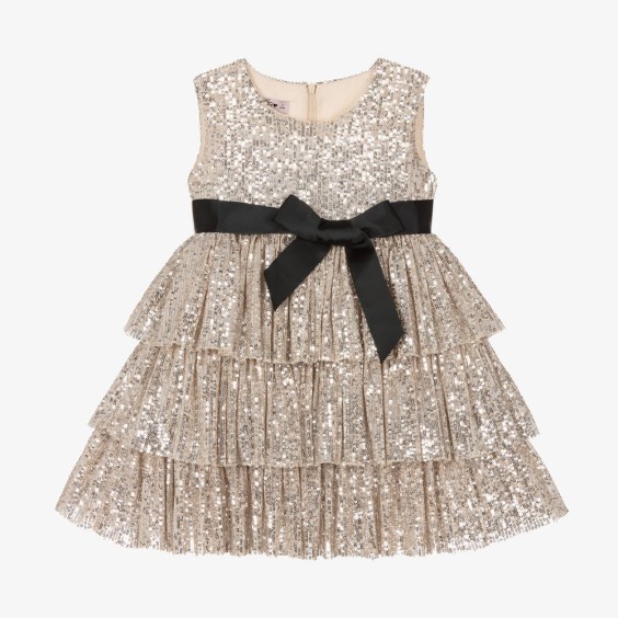 Silver sequins dress with frills