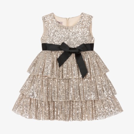 Silver sequins dress with frills